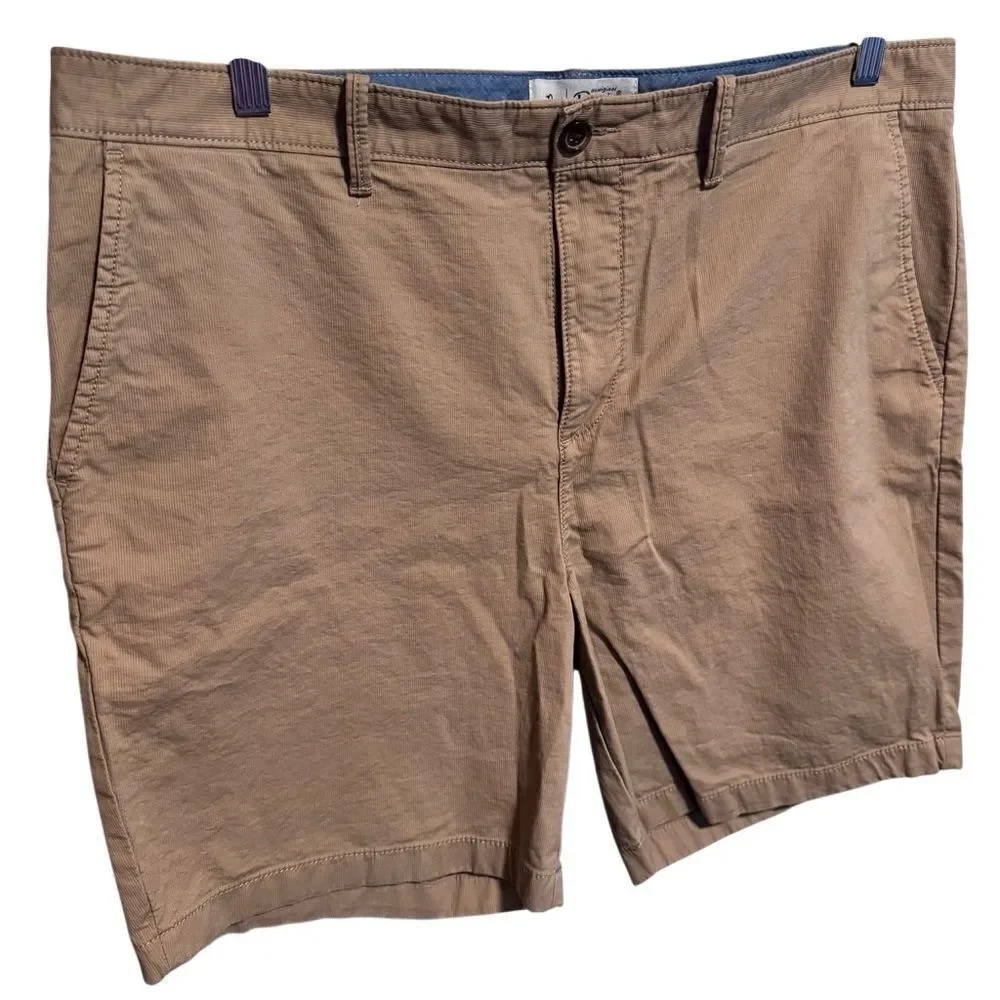 Penguin Munsingwear Shorts Men's 38 Khaki Chino Ribbed Button Zip Cotton Blend